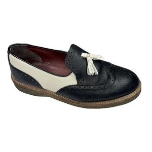 Doc Martens Phylis women 9 tassel loafers wing tip black and white